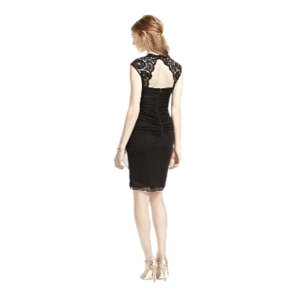Cache Black lace cap sleeved sheer dress size 6 MSRP $149 💸BOGO🎉 - Picture 2 of 11